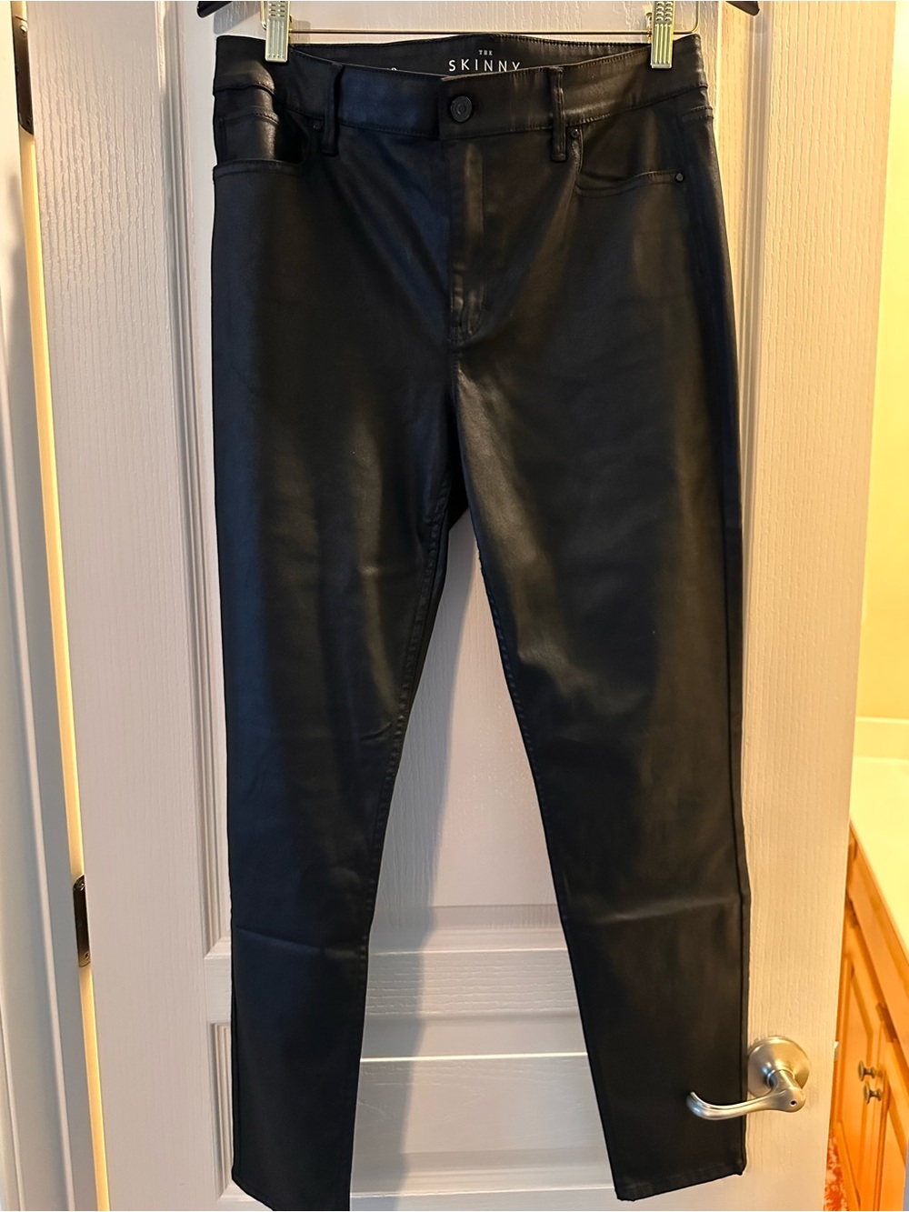 Shiny Black stretch denim skinny jeans
